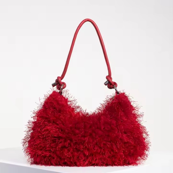 Blu Trends Handbags - Red or Black Furry Women's Bag